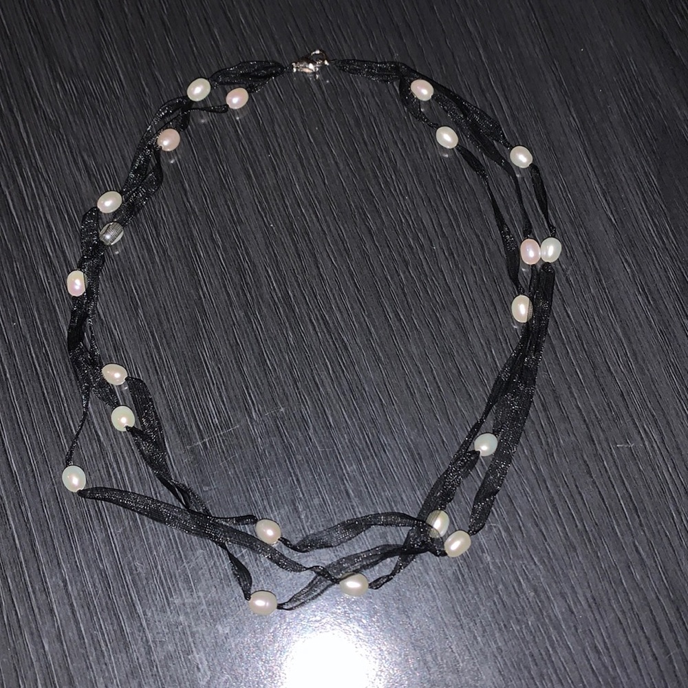 Freshwater pearl ribbon necklace